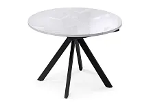 Стеклянный стол Ален 100(140)х100х74 ультра белое стекло / черный 516558 Woodville столешница белая из стекло
