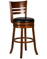 Вращающийся полубарный стул 4393-LMU WILLIAM COUNTER, цвет сиденья черный, цвет дерева шоколад Dobrin, чёрный/экокожа, ножки/дерево/шоколад, размеры - ****430*480