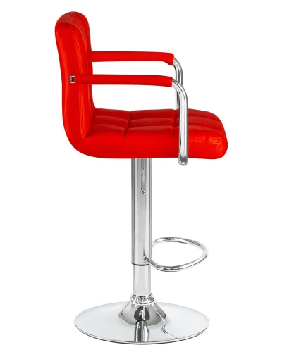 Стул барный 5011-LM KRUGER ARM,  цвет сиденья красный, цвет основания хром Dobrin, красный/экокожа, ножки/металл/хром, размеры - 920*1130***515*490 фото 3