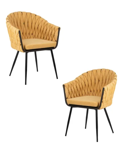 Стул обеденный набор 2 шт. SET-2 9691-LM MATILDA, цвет сиденья желтый (LAR-275-8), цвет основания черный Dobrin, /текстиль, ножки/металл/чёрный, размеры - *860***620*560 Стул обеденный набор 2 шт. SET-2 9691-LM MATILDA, цвет сиденья желтый (LAR-275-8), цвет основания черный Dobrin, /текстиль, ножки/металл/чёрный, размеры - *860***620*560