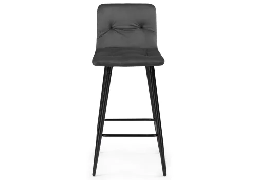 Барный стул Stich dark gray 15054 Woodville, серый/велюр, ножки/металл/чёрный, размеры - ****430*480 фото 2