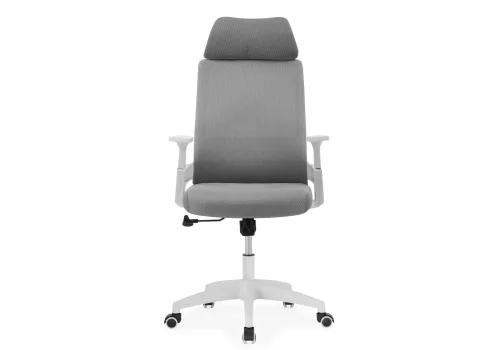 Компьютерное кресло Flok gray / white 15607 Woodville, серый/сетка, ножки/пластик/белый, размеры - *1240***620*660 фото 3