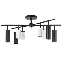 Люстра потолочная Rullo LR728364874 Lightstar белая чёрная на 8 ламп, основание чёрное в стиле хай-тек современный 