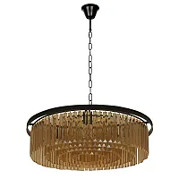 Люстра подвесная хрустальная Гослар 498015010 MW-Light прозрачная янтарная на 10 ламп, основание чёрное в стиле современный 