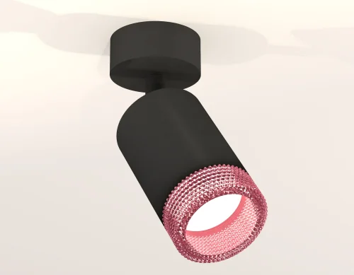 Светильник накладной XM6313003 Ambrella light розовый чёрный 1 лампа, основание чёрное в стиле хай-тек современный круглый фото 3