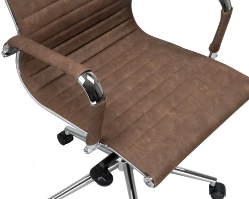 Офисное кресло для руководителей 101F-LMR CLARK, цвет коричневый лофт №320 Dobrin, коричневый/экокожа, ножки/металл/хром, размеры - 1090*1150***680*680 фото 7