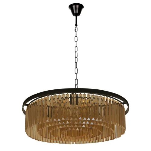 Люстра подвесная хрустальная Гослар 498015010 MW-Light прозрачная янтарная на 10 ламп, основание чёрное в стиле современный 