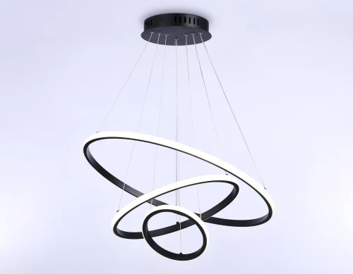 Светильник подвесной LED FL40821 Ambrella light чёрный 1 лампа, основание чёрное в стиле хай-тек современный кольца фото 2