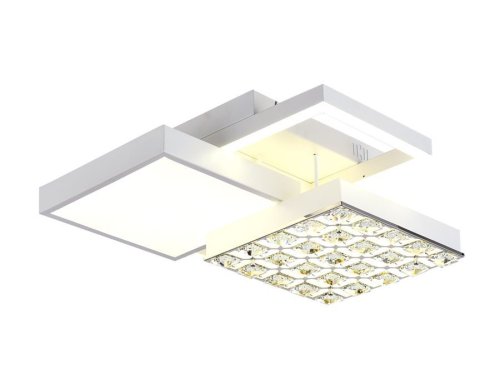 Люстра потолочная LED с пультом FA147 Ambrella light белая на 1 лампа, основание белое в стиле хай-тек с пультом квадраты