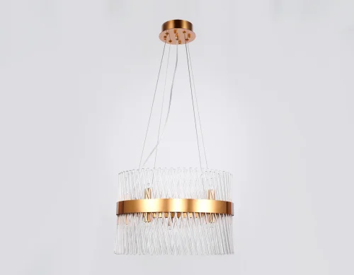 Люстра подвесная Traditional TR5359 Ambrella light прозрачная на 10 ламп, основание золотое в стиле классический  фото 6