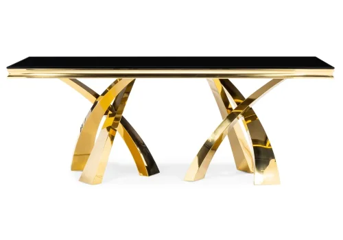 Стеклянный стол Komin 2 черный / золото 15308 Woodville столешница чёрная из стекло фото 3