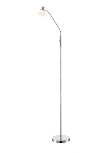 Торшер напольный LED TIEKA 56185-1S Globo  белый 1 лампа, основание хром в стиле современный
