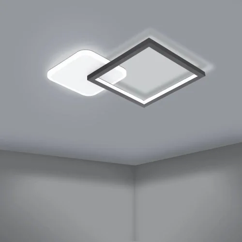 Светильник потолочный LED Gafares 900422 Eglo чёрный на 1 лампу, основание белое в стиле современный минимализм квадраты фото 3