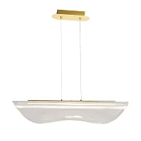 Светильник подвесной LED Конти 488014401 DeMarkt прозрачный на 1 лампу, основание золотое в стиле современный хай-тек линейный