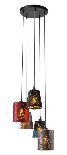 Светильник подвесной Ticon 15266-5H1 Globo разноцветный 5 ламп, основание чёрное в стиле современный 