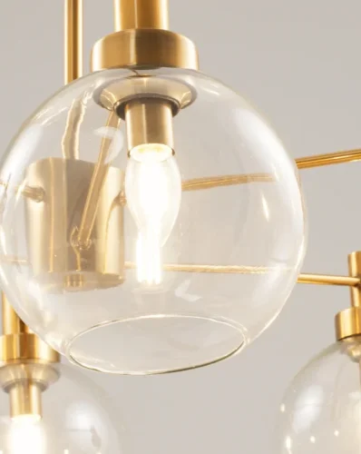 Люстра потолочная Bizet V10340-6P Moderli прозрачная на 6 ламп, основание латунь в стиле современный шар фото 3