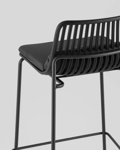 Стул барный Louran с подушкой, чёрный УТ000040188 Stool Group, чёрный/экокожа, ножки/металл/чёрный, размеры - ***** фото 6
