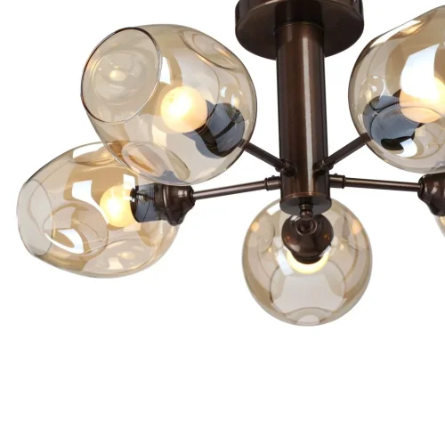 Люстра потолочная V3956-7/5PL Vitaluce бежевая на 5 ламп, основание бронзовое в стиле арт-деко  фото 2
