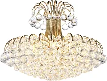 Люстра подвесная хрустальная Alanno E 1.5.60.100 GB Arti Lampadari прозрачная на 12 ламп, основание золотое в стиле классика ампир 