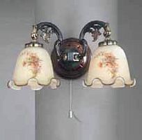 Бра с выключателем A 965/2 DEC  Reccagni Angelo бежевый 2 лампы, основание бронзовое в стиле кантри 