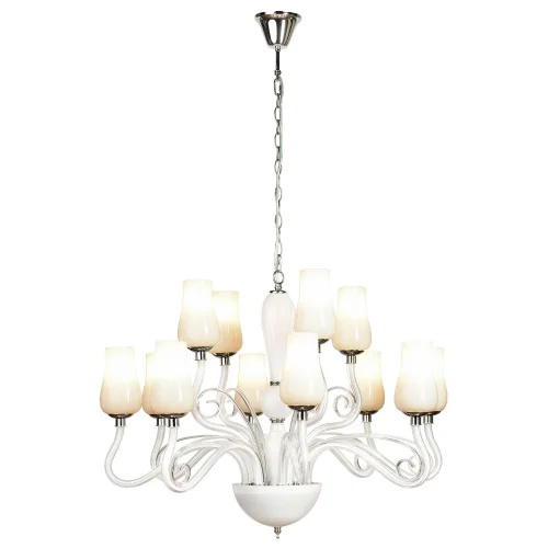 Люстра подвесная LSP-8263 Lussole белая на 12 ламп, основание хром в стиле современный 