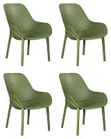 Стул обеденный набор 4 шт. SET-4 756PP-LMZL LONZO, цвет зеленый хаки (G-17) с УФ-защитой Dobrin, /полимер, ножки/пластик/зелёный, размеры - *827***580*765