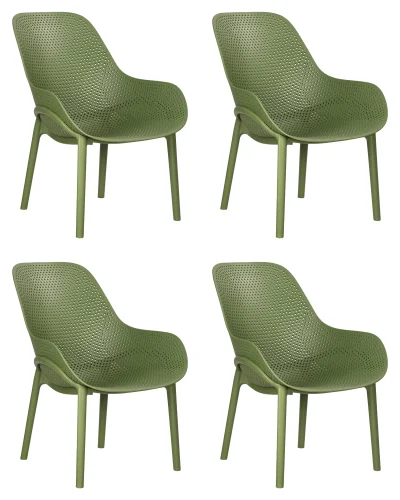 Стул обеденный набор 4 шт. SET-4 756PP-LMZL LONZO, цвет зеленый хаки (G-17) с УФ-защитой Dobrin, /полимер, ножки/пластик/зелёный, размеры - *827***580*765