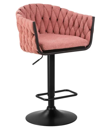 Стул барный 9690-LM LEON,  цвет сиденья розовый (LAR-275-10), цвет основания черный Dobrin, розовый/текстиль, ножки/металл/чёрный, размеры - 890*1100***550*490