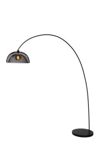 Торшер лофт Mesh 30773/01/30 Lucide изогнутый чёрный 1 лампа, основание чёрное в стиле лофт
 фото 2