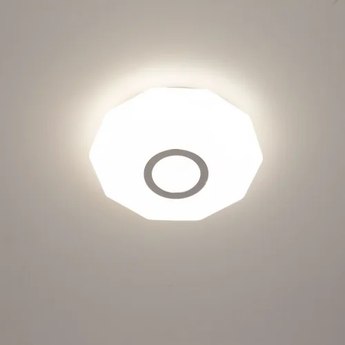 Светильник потолочный LED RGB с пультом Диамант Смарт CL713A10G Citilux белый 1 лампа, основание белое в стиле современный хай-тек с пультом фото 4