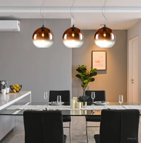 Светильник подвесной 0778PLA-1PG Milosh Tendence медь на 1 лампу, основание чёрное в стиле современный шар фото 3