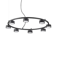 Светильник подвесной MINOR ROUND SP8 Ideal Lux чёрный 8 ламп, основание чёрное в стиле современный 