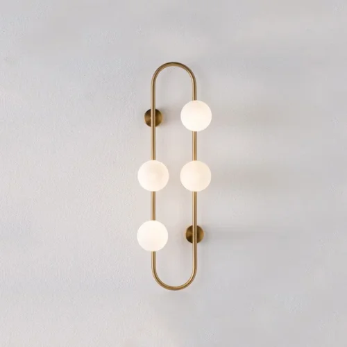 Настенное бра HOOP WALL H77 Gold 140761-26 ImperiumLoft белый на 4 лампы, основание золотое в стиле современный 