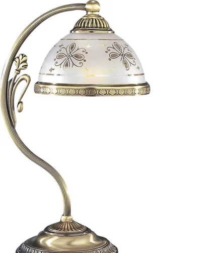 Настольная лампа P 6002 P Reccagni Angelo прозрачная белая 1 лампа, основание античное бронза латунь металл в стиле классический  фото 2