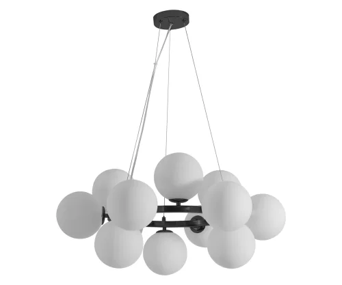 Люстра подвесная Сида 07508-12A,19 Kink Light белая на 12 ламп, основание чёрное в стиле современный молекула шар