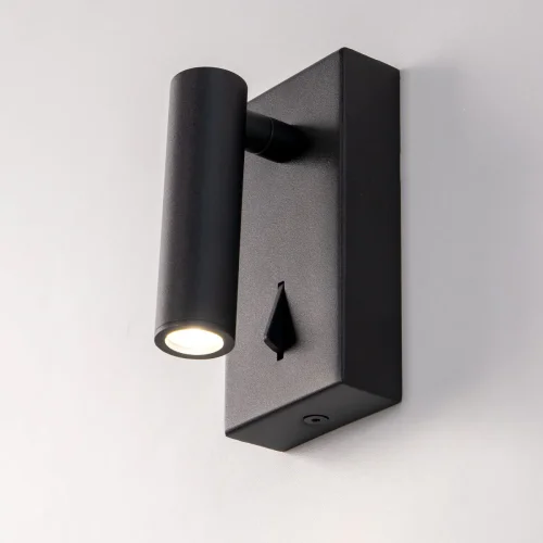 Бра с выключателем LED Декарт CL704351 Citilux чёрный на 1 лампа, основание чёрное в стиле современный для чтения фото 4