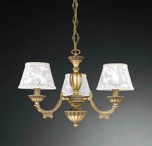 Люстра подвесная  L 7432/3 Reccagni Angelo белая на 3 лампы, основание античное бронза в стиле классический 