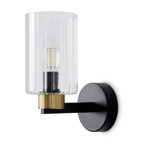 Бра Ombre FR2051WL-01BBS1 Freya прозрачный на 1 лампу, основание чёрное в стиле классический фото 15