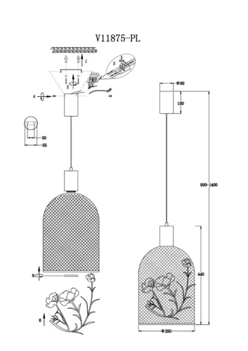 Светильник подвесной LED Ophelia V11875-PL Moderli чёрный на 1 лампу, основание чёрное в стиле современный арт-деко фото 4 Светильник подвесной LED Ophelia V11875-PL Moderli чёрный на 1 лампу, основание чёрное в стиле современный арт-деко фото 4