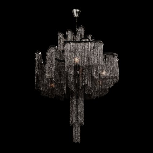 Люстра подвесная Стим / Stream 10208/1000 Gunmetal LOFT IT никель серая на 15 ламп, основание серое никель в стиле арт-деко цепочки фото 4