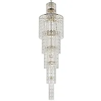 Люстра каскадная хрустальная Bergamo E 1.11.70X320.100 G Dio D'Arte прозрачная на 30 ламп, основание золотое в стиле арт-деко классический 