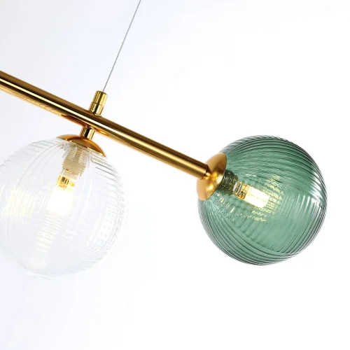 Светильник подвесной Infilato 4035-7P F-promo зелёный прозрачный 7 ламп, основание золотое в стиле современный шар фото 6