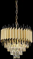 Люстра подвесная Cartuccia WE138.09.403 Wertmark золотая прозрачная на 9 ламп, основание золотое в стиле современный 