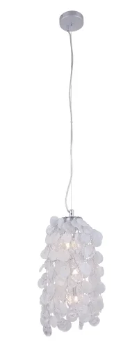 Светильник подвесной TENERIFE SP3 SILVER Crystal Lux белый прозрачный 3 лампы, основание серебряное в стиле флористика современный 
