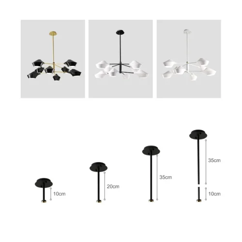 Люстра на штанге LANT D150 8 lamps Black/White 193577-26 ImperiumLoft белая на 8 ламп, основание чёрное в стиле современный фото 15