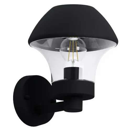 Настенный светильник VERLUCCA 97244 Eglo уличный IP44 чёрный 1 лампа, плафон прозрачный в стиле современный E27