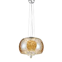 Светильник подвесной Rubina LDP 8044-300 AMB Lumina Deco янтарный 4 лампы, основание хром в стиле современный выдувное