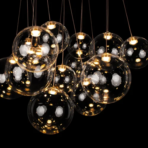 Светильник подвесной LED Pop it 10270/D15 LOFT IT прозрачный на 15 ламп, основание золотое в стиле современный каскад фото 4