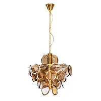 Люстра подвесная Chloe 7566/01 SP-8 Divinare янтарная на 8 ламп, основание золотое в стиле современный 