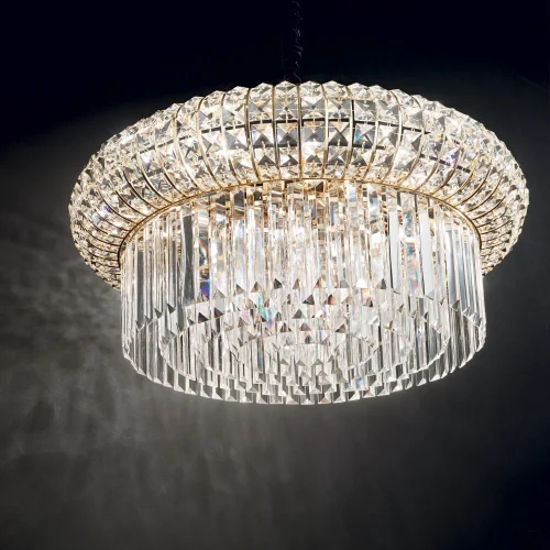 Люстра подвесная хрустальная NABUCCO SP16 Ideal Lux прозрачная на 18 ламп, основание золотое в стиле современный  фото 2